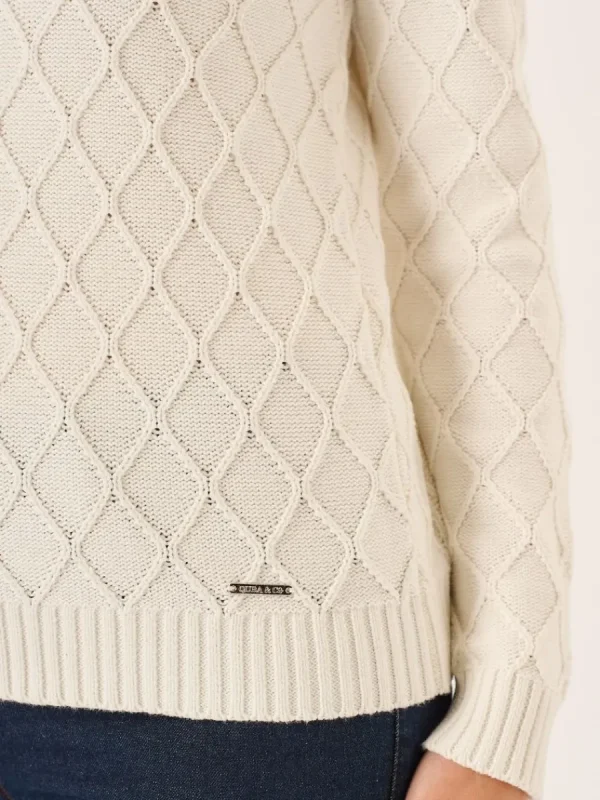 Quba & Co Foam White Textured Knitted Jumper - Lavina Outlet