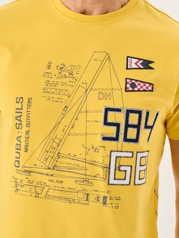 Quba & Co Golden Yellow Quba Sails X-Series Boat Design Graphic T-Shirt - Ekko Best