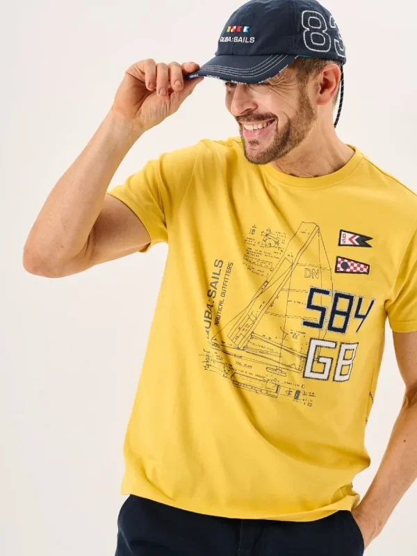 Quba & Co Golden Yellow Quba Sails X-Series Boat Design Graphic T-Shirt - Ekko Best