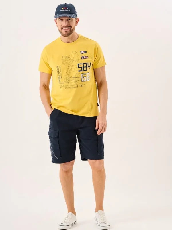 Quba & Co Golden Yellow Quba Sails X-Series Boat Design Graphic T-Shirt - Ekko Best