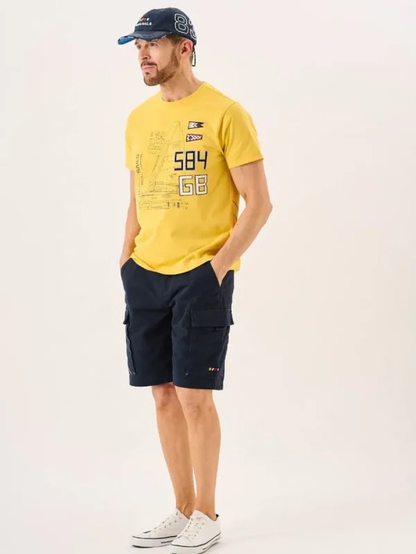 Quba & Co Golden Yellow Quba Sails X-Series Boat Design Graphic T-Shirt - Ekko Best