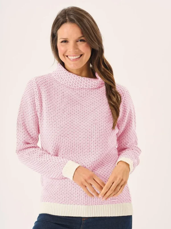 Quba & Co Grensa Cowl Neck Textured Jumper in Light Pink Fashion