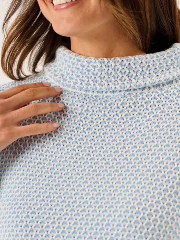 Quba & Co Grensa Cowl Neck Textured Jumper in Sky Blue Fashion