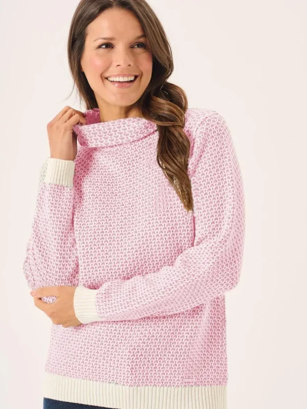 Quba & Co Grensa Cowl Neck Textured Jumper in Light Pink Fashion