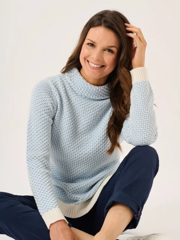 Quba & Co Grensa Cowl Neck Textured Jumper in Sky Blue Fashion