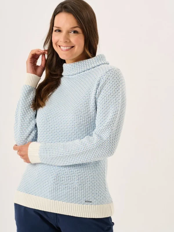 Quba & Co Grensa Cowl Neck Textured Jumper in Sky Blue Fashion