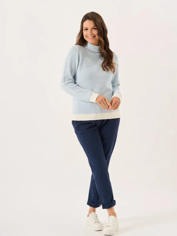 Quba & Co Grensa Cowl Neck Textured Jumper in Sky Blue Fashion