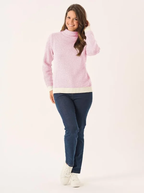 Quba & Co Grensa Cowl Neck Textured Jumper in Light Pink Fashion