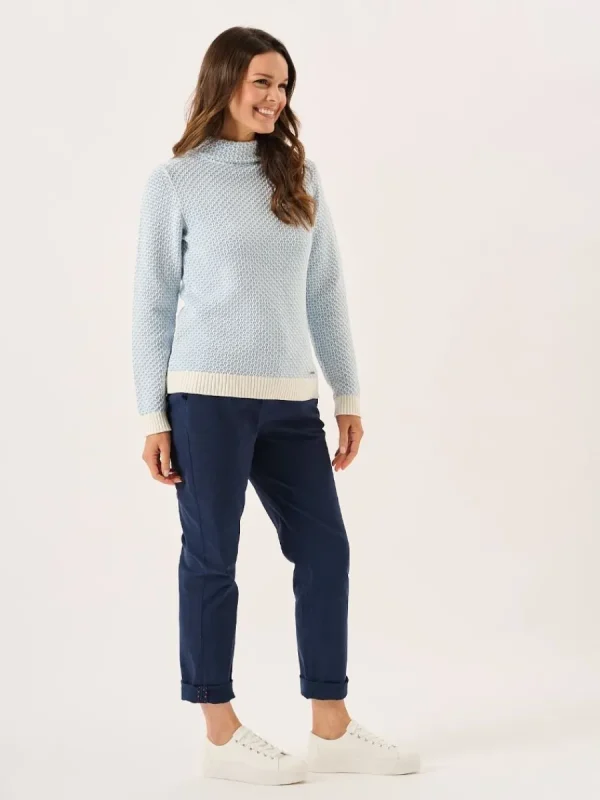 Quba & Co Grensa Cowl Neck Textured Jumper in Sky Blue Fashion