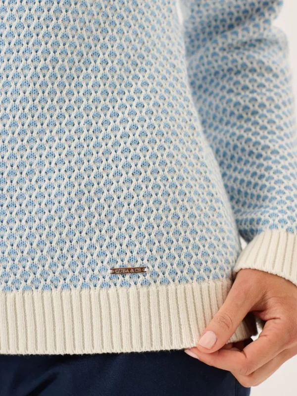 Quba & Co Grensa Cowl Neck Textured Jumper in Sky Blue Fashion