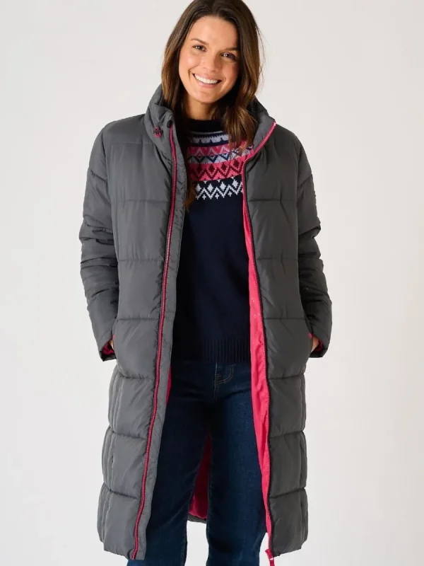 Quba & Co Grey Longline Contrast Zip Padded Jacket - Orebro New