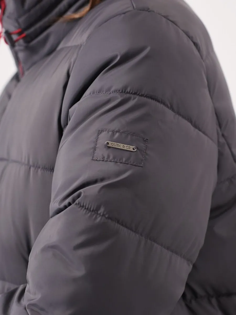 grey_longline_contrast_zi_10.webp Quba & Co Grey Longline Contrast Zip Padded Jacket - Orebro New