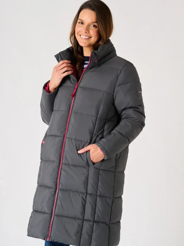 Quba & Co Grey Longline Contrast Zip Padded Jacket - Orebro New