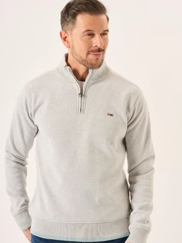 Quba & Co Grey Marl Lifestyle Windproof Zip Neck Jumper - Koltson Best
