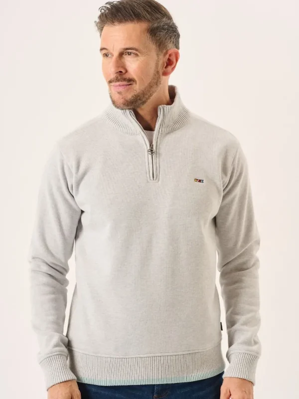 Quba & Co Grey Marl Lifestyle Windproof Zip Neck Jumper - Koltson Best