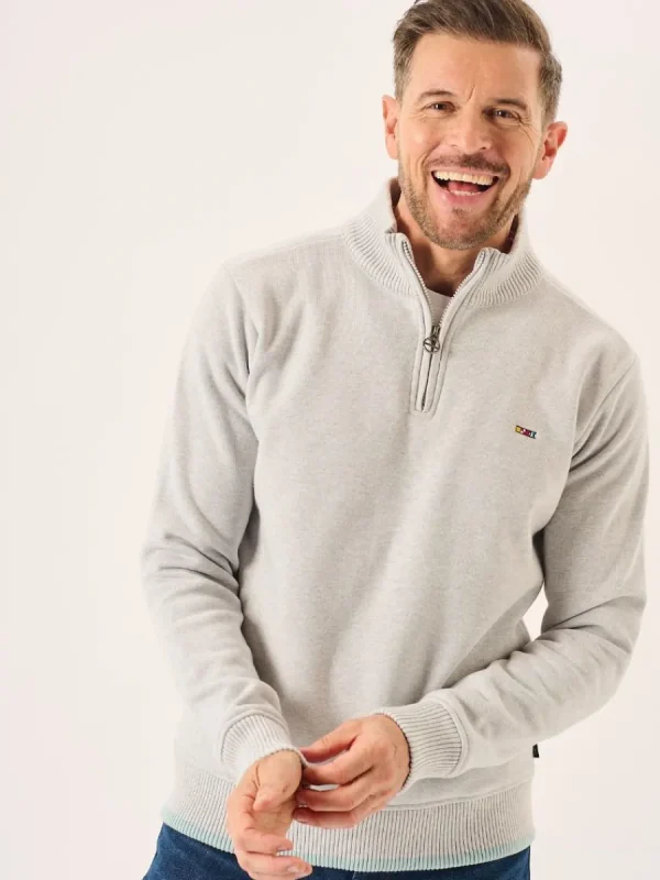 Quba & Co Grey Marl Lifestyle Windproof Zip Neck Jumper - Koltson Best