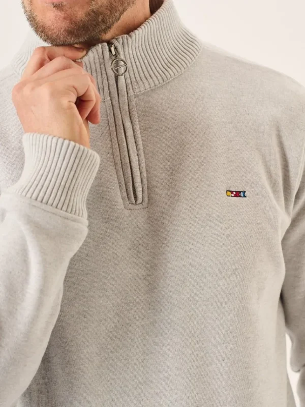 Quba & Co Grey Marl Lifestyle Windproof Zip Neck Jumper - Koltson Best