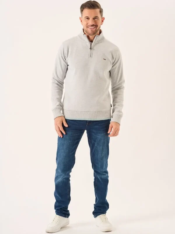 Quba & Co Grey Marl Lifestyle Windproof Zip Neck Jumper - Koltson Best