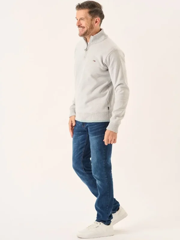 Quba & Co Grey Marl Lifestyle Windproof Zip Neck Jumper - Koltson Best