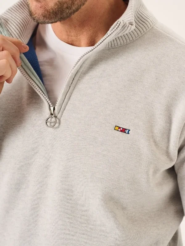 Quba & Co Grey Marl Lifestyle Windproof Zip Neck Jumper - Koltson Best