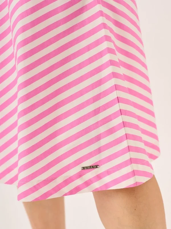 Quba & Co Hot Pink And White Short Sleeve Striped Dress - Blaire Fashion