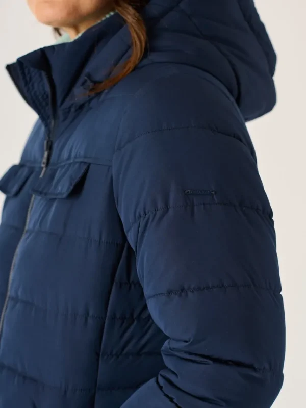 Quba & Co Julyana Microfibre Quilted Coat in Navy Online