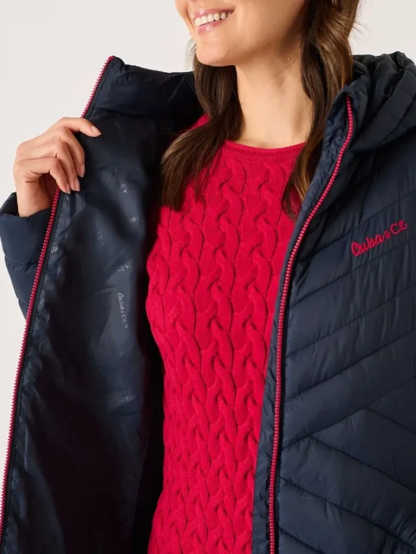 Quba & Co Kallister Longline Puffer Coat in Navy Discount