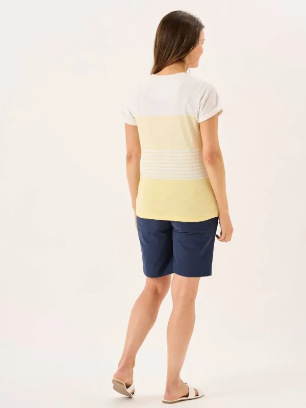 Quba & Co Light Yellow And White Cap Sleeve Yarn Dyed Striped T-Shirt - Leoni Discount