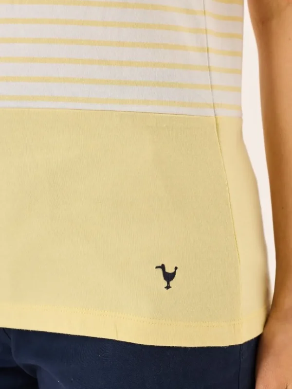 Quba & Co Light Yellow And White Cap Sleeve Yarn Dyed Striped T-Shirt - Leoni Discount