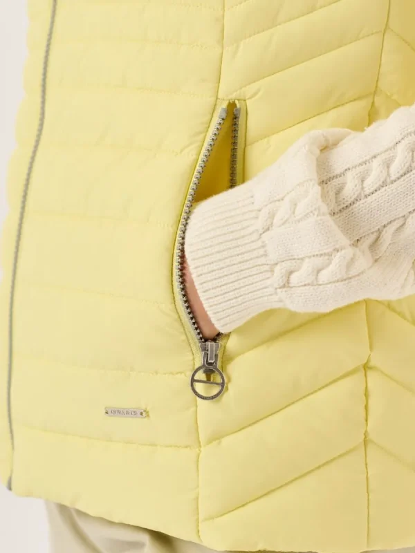 Quba & Co Light Yellow Ladies Quilted Gilet - Darina Discount