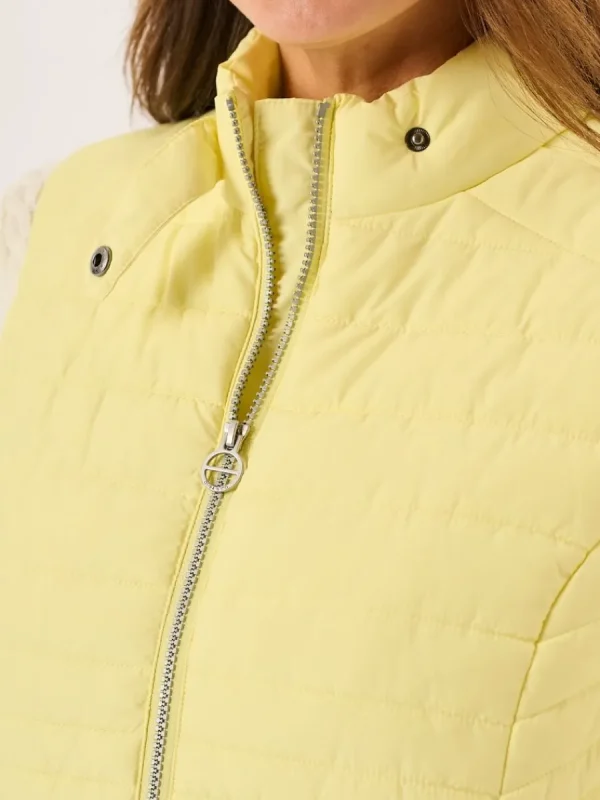 Quba & Co Light Yellow Ladies Quilted Gilet - Darina Discount