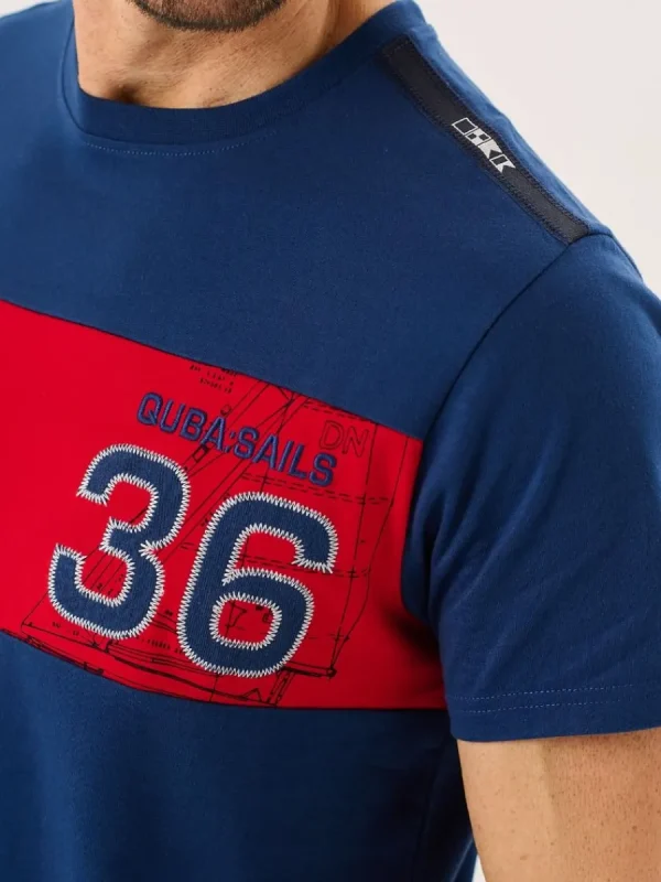 Quba & Co Marine Blue And Red X-Series Colour Block T-Shirt - Dornan New