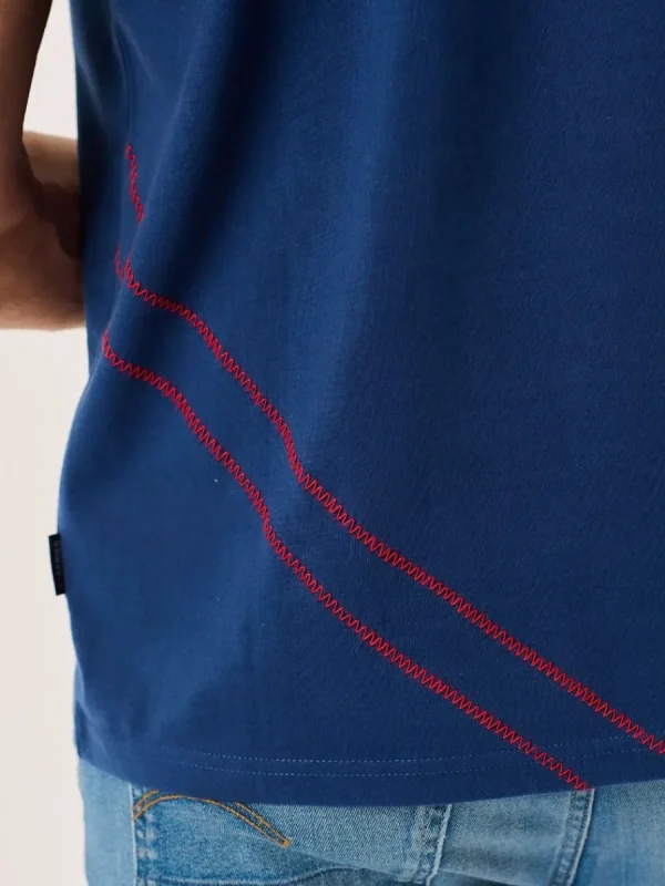 Quba & Co Marine Blue And Red X-Series Colour Block T-Shirt - Dornan New