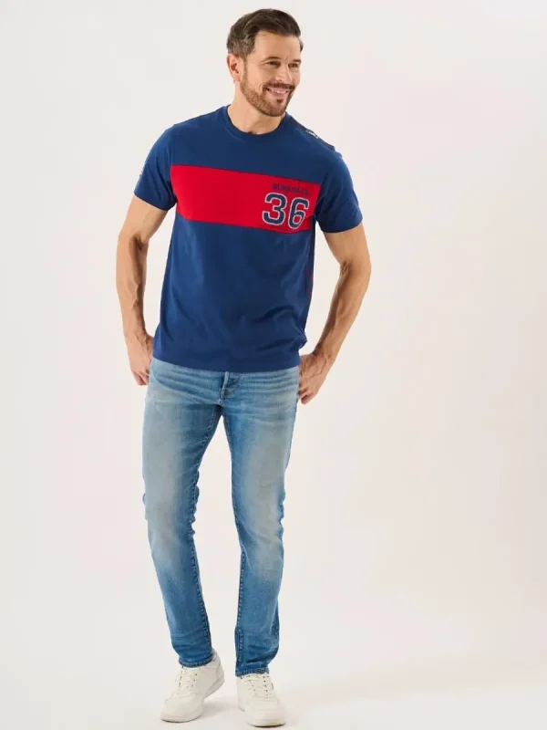 Quba & Co Marine Blue And Red X-Series Colour Block T-Shirt - Dornan New