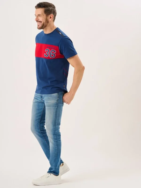 Quba & Co Marine Blue And Red X-Series Colour Block T-Shirt - Dornan New