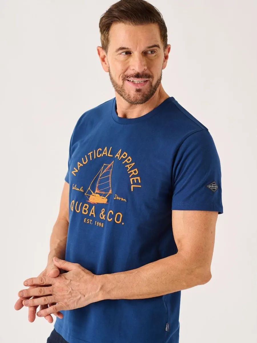 marine_blue_lifestyle_nau_2.webp Quba & Co Marine Blue Lifestyle Nautical Graphic T-Shirt - Darton Outlet