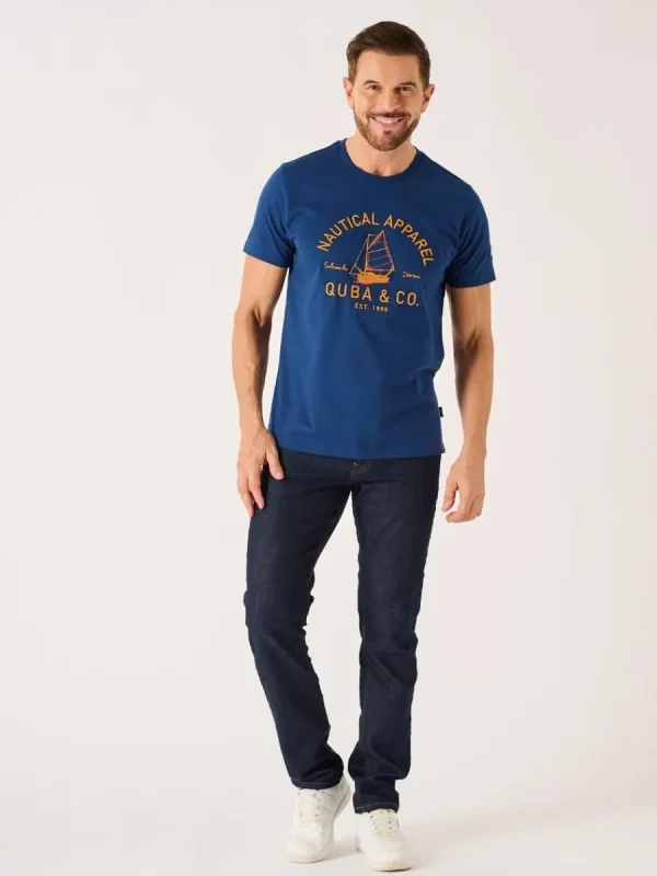 Quba & Co Marine Blue Lifestyle Nautical Graphic T-Shirt - Darton Outlet