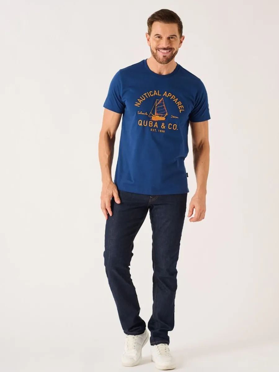 marine_blue_lifestyle_nau_3.webp Quba & Co Marine Blue Lifestyle Nautical Graphic T-Shirt - Darton Outlet