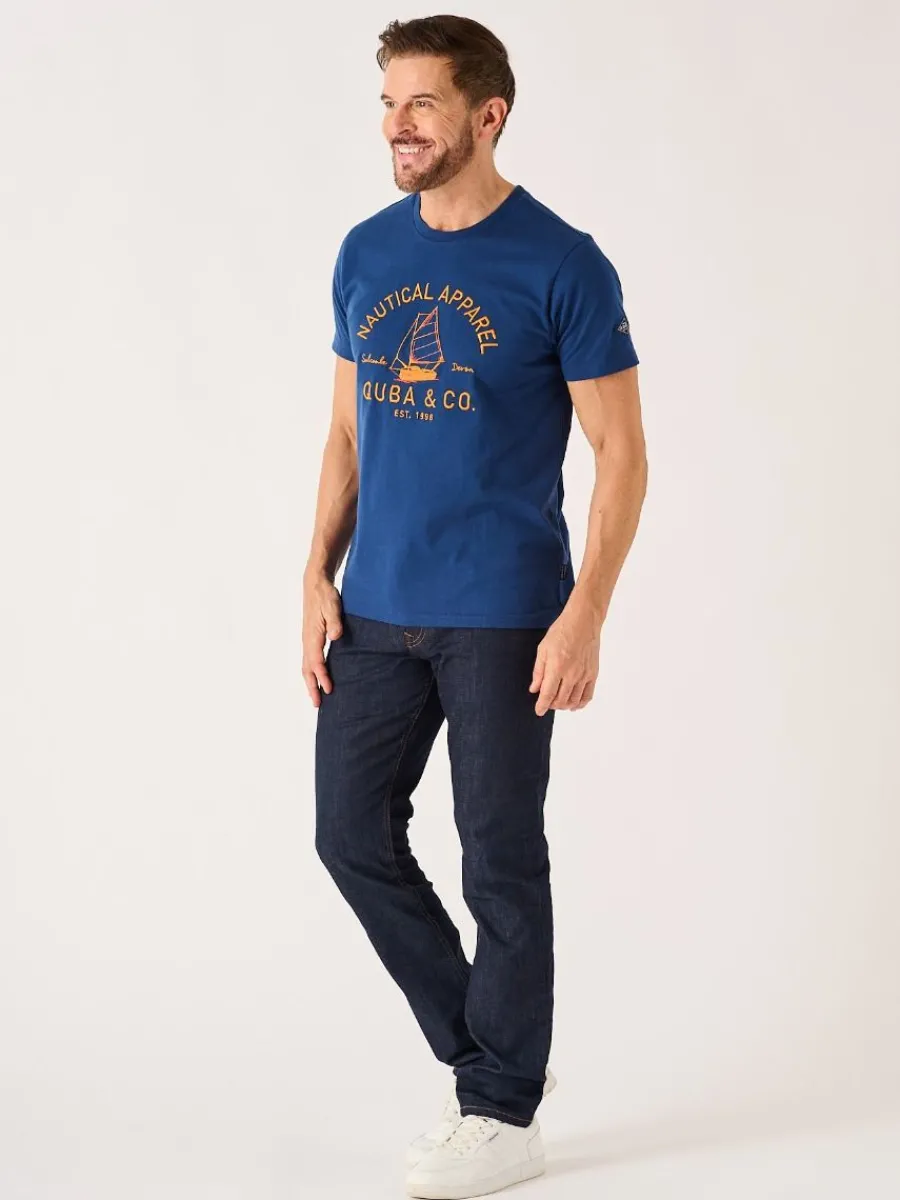 marine_blue_lifestyle_nau_4.webp Quba & Co Marine Blue Lifestyle Nautical Graphic T-Shirt - Darton Outlet