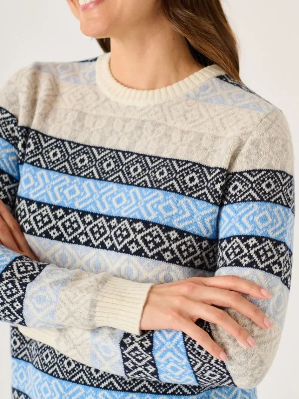 Quba & Co Multicoloured Blue Lambswool Rich Fairisle Style Jumper - Farla Best