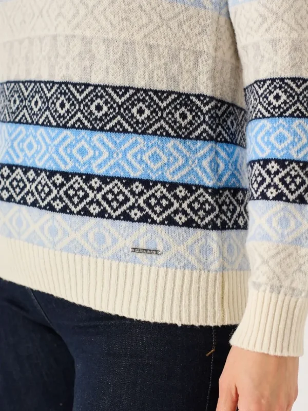 Quba & Co Multicoloured Blue Lambswool Rich Fairisle Style Jumper - Farla Best