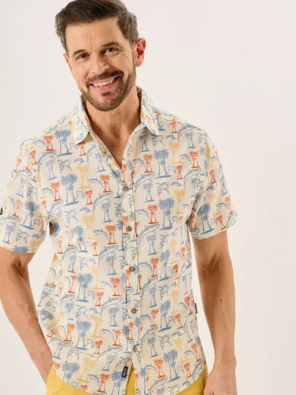 Quba & Co Multicoloured Nautical Print Short Sleeve Slub Shirt - Shey Sale