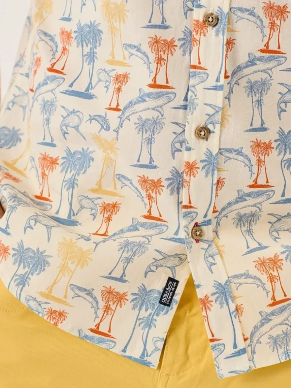 Quba & Co Multicoloured Nautical Print Short Sleeve Slub Shirt - Shey Sale