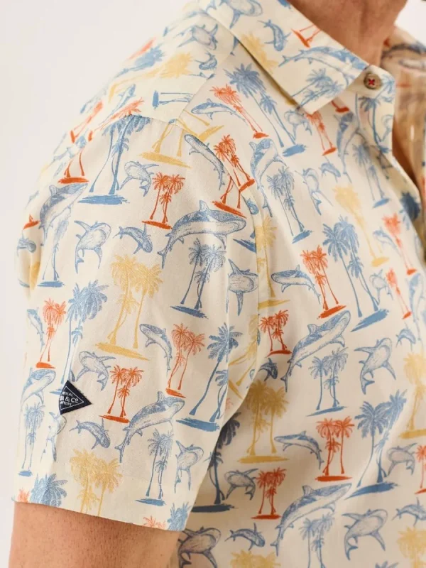 Quba & Co Multicoloured Nautical Print Short Sleeve Slub Shirt - Shey Sale