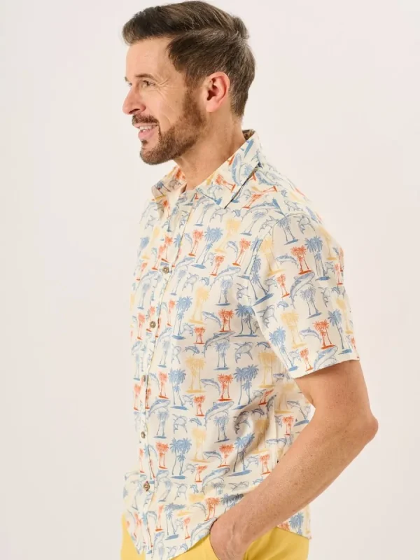 Quba & Co Multicoloured Nautical Print Short Sleeve Slub Shirt - Shey Sale