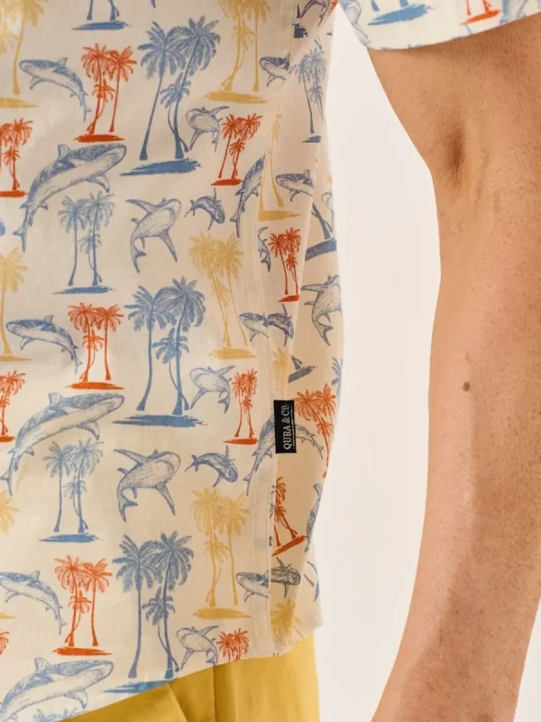 Quba & Co Multicoloured Nautical Print Short Sleeve Slub Shirt - Shey Sale