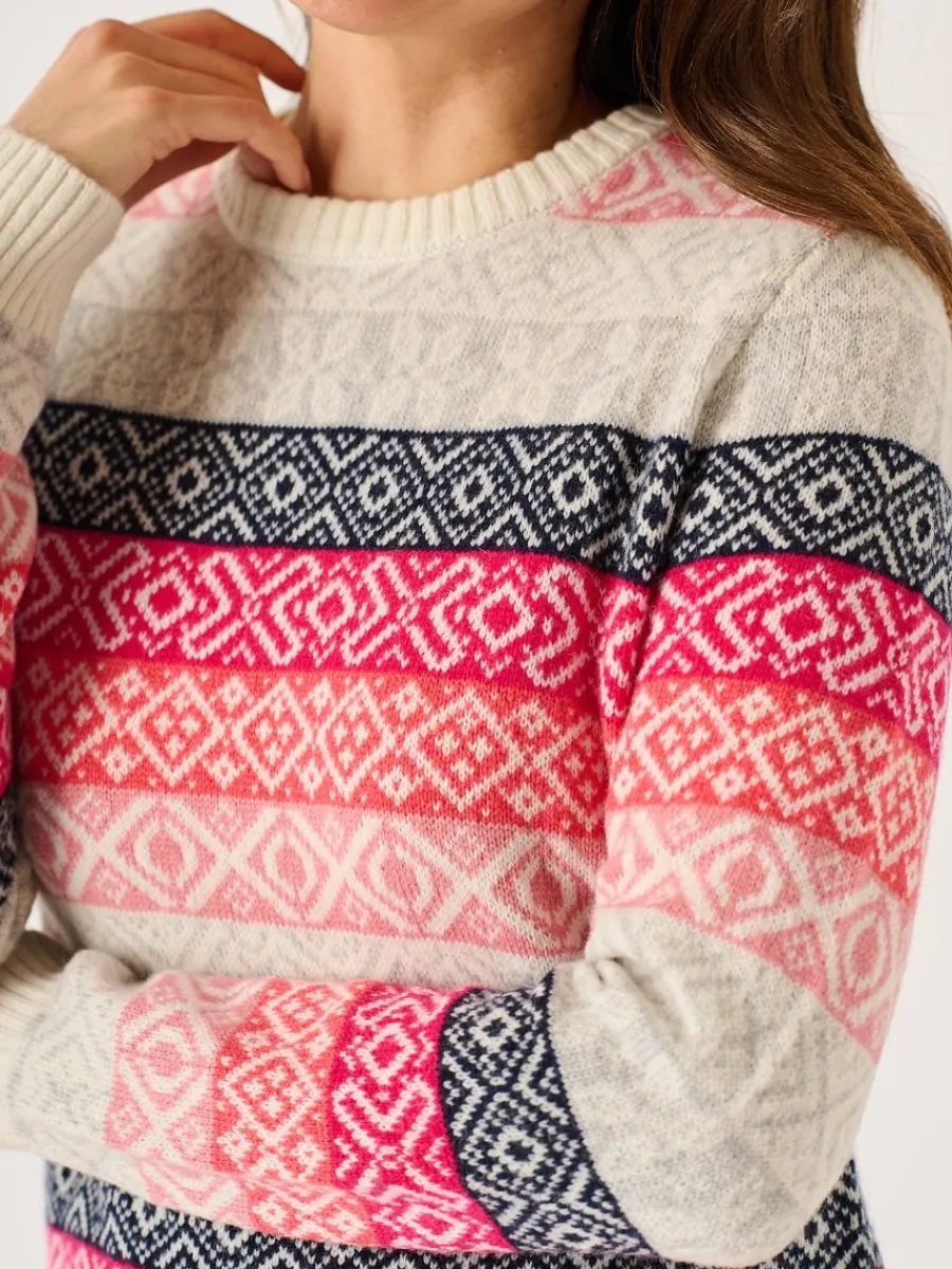 multicoloured_pink_lambsw_1.webp Quba & Co Multicoloured Pink Lambswool Rich Fairisle Style Jumper - Farla Best