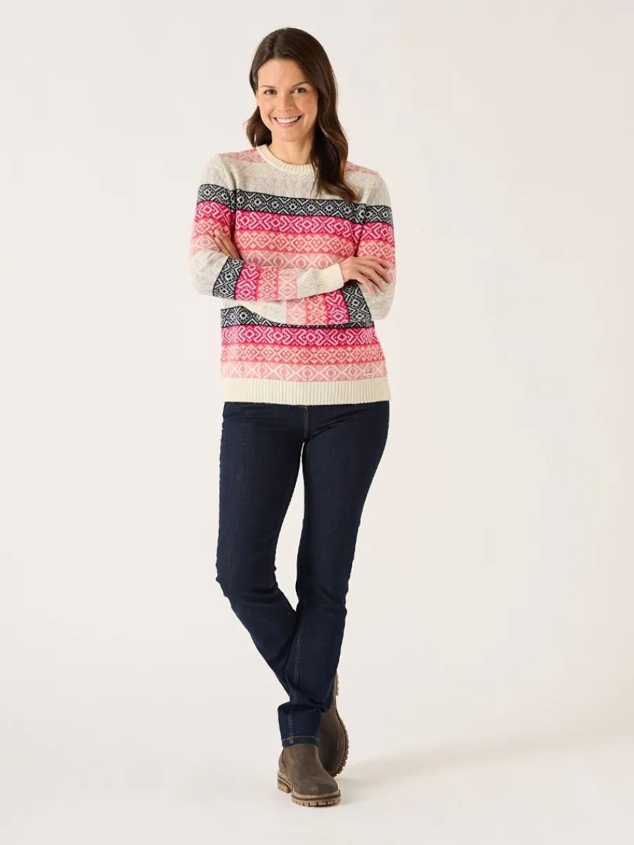 multicoloured_pink_lambsw_3.webp Quba & Co Multicoloured Pink Lambswool Rich Fairisle Style Jumper - Farla Best