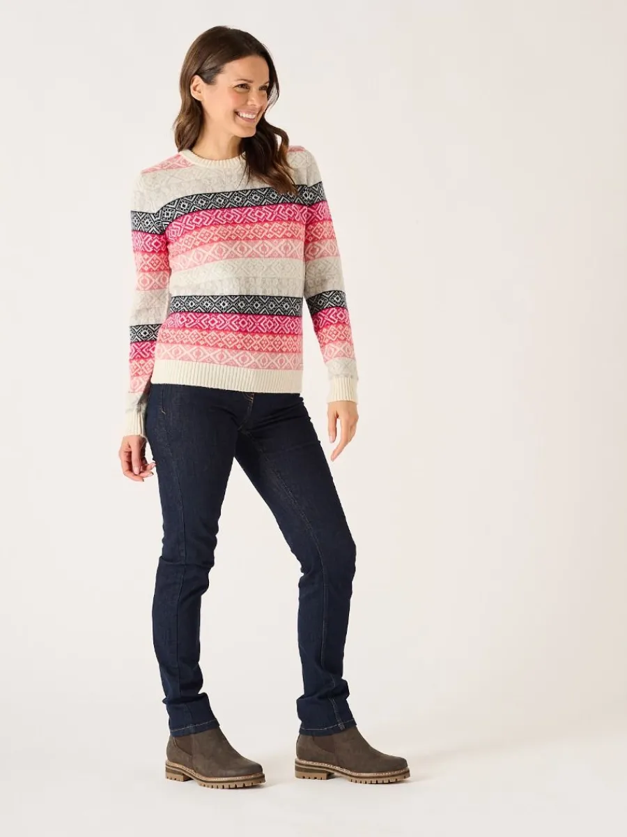 multicoloured_pink_lambsw_5.webp Quba & Co Multicoloured Pink Lambswool Rich Fairisle Style Jumper - Farla Best