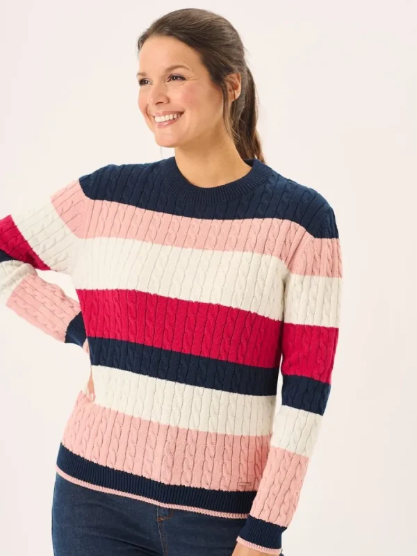 Quba & Co Multicoloured Striped Cable Knit Jumper - Gilda Discount
